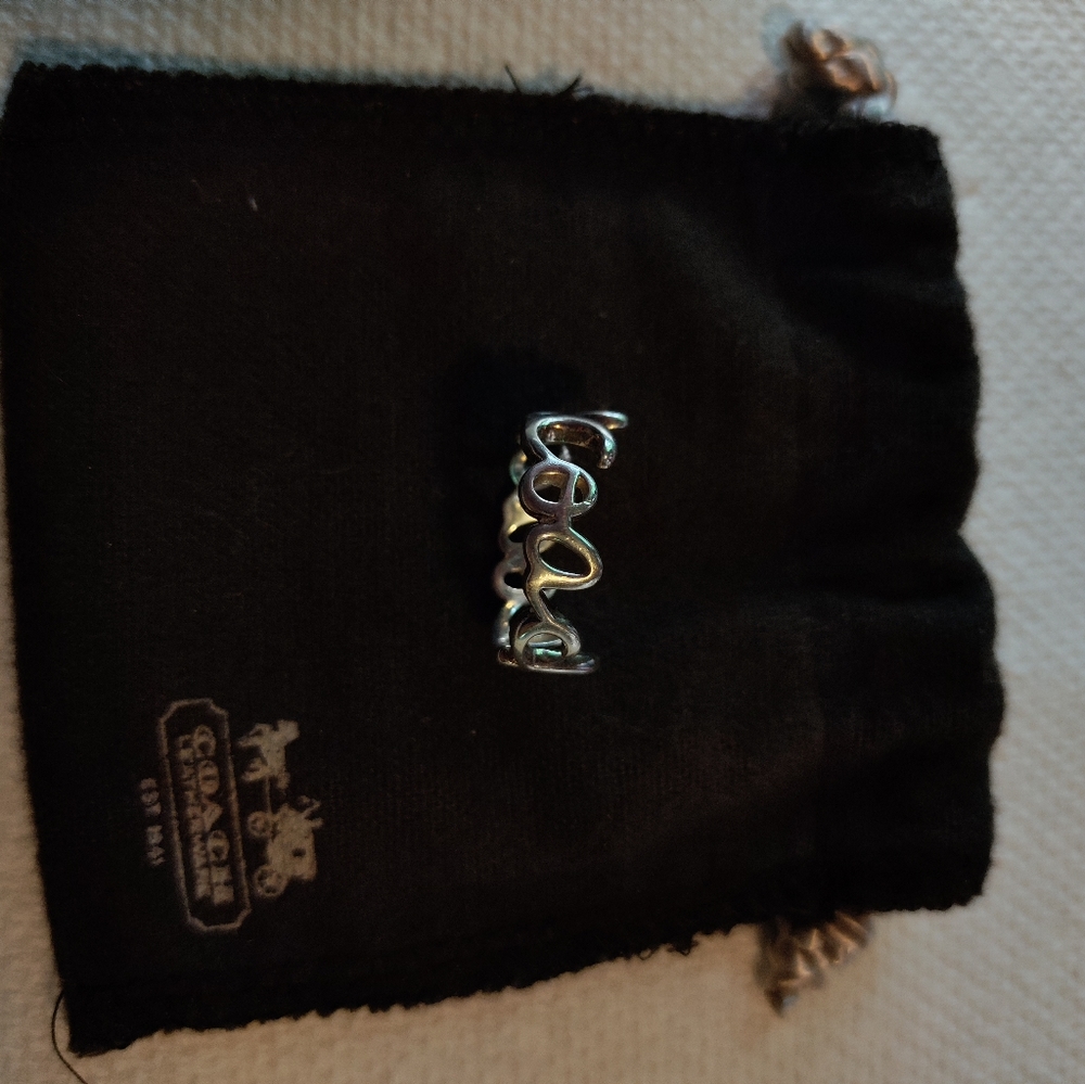 Sterling silver Coach script ring